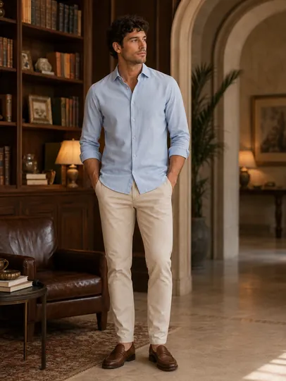 Foto do cliente — Camisa Social Azul Claro